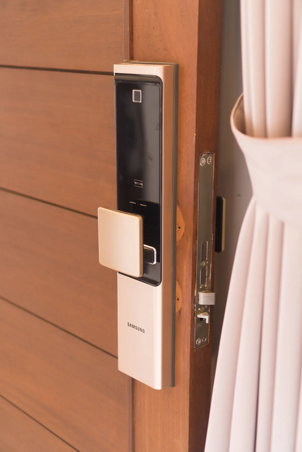 Modern electronic door lock, illustrative photograph